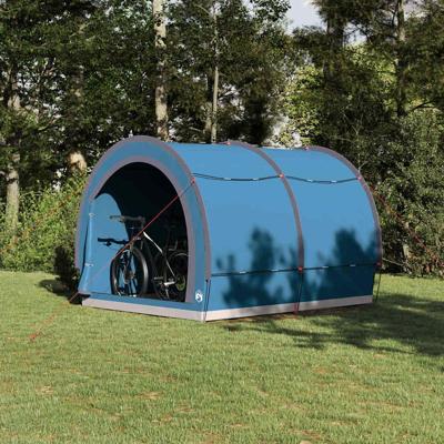 Fietstent met dak met opslag Blauw 256 x 222 x 182 cm