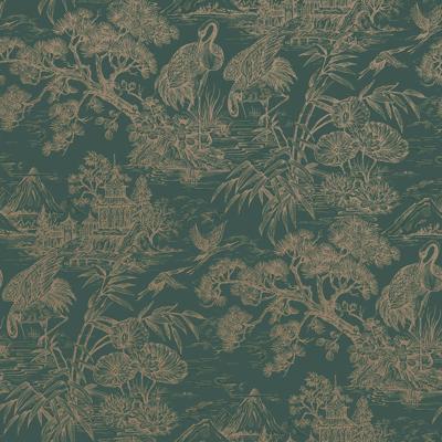 Dutch Wallcoverings Arboretum - Natoru Aqua Gold - Groen/Goud