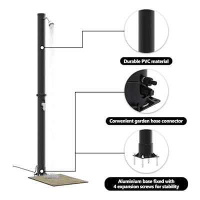 VidaXL Buitenzonne-douche zwart 217 cm pvc en aluminium
