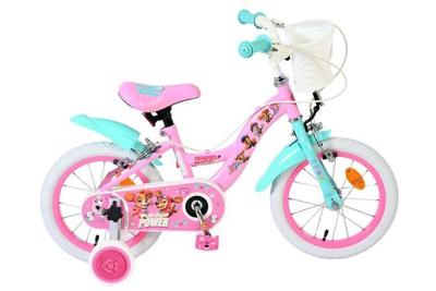 Paw Patrol kinderfiets - meisjes - 14 inch - roze - twee handremmen