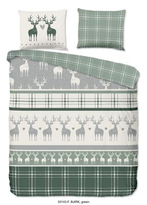 Good Morning Dekbedovertrek "rendieren" - Groen - (240x200/220 cm) - Katoen Flanel