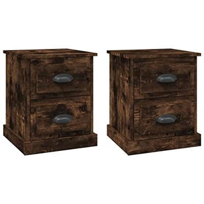 Nachtkastjes 2 st 39x39x47,5 cm bewerkt hout gerookt eikenkleur