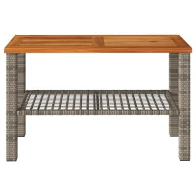 Tuintafel 70x38x42 cm poly rattan en acaciahout grijs - thumbnail