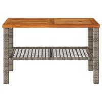 Tuintafel 70x38x42 cm poly rattan en acaciahout grijs - thumbnail
