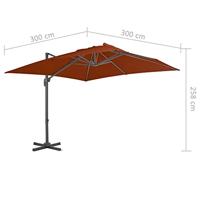 Zweefparasol met aluminium paal 300x300 cm terracottakleurig - thumbnail