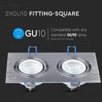 Mallorca Dubbel LED Inbouwspot - Kantelbaar armatuur - 91x180 mm - GU10 Fitting incl. lamphouder - Vierkant - IP20 voor binnen - RVS - thumbnail