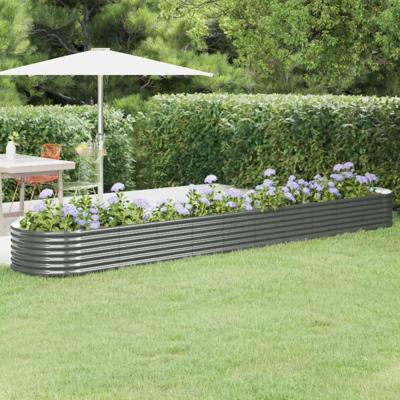 VidaXL Plantenbak 440x80x36 cm gegalvaniseerd staal grijs VidaXL Plantenbak 440x80x36 cm gegalvaniseerd staal grijs