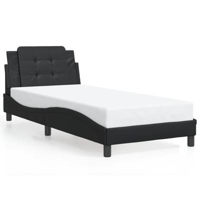 Bedframe met hoofdbord kunstleer zwart 90x190 cm Bedframe met hoofdbord kunstleer zwart 90x190 cm