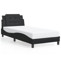Bedframe met hoofdbord kunstleer zwart 90x190 cm - thumbnail