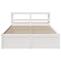 Bedframe met hoofdbord massief grenenhout wit 120x190 cm - thumbnail
