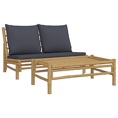 2-delige Loungeset met kussens bamboe donkergrijs