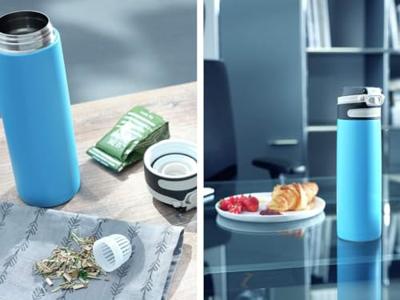 Leifheit thermosfles flip 600 ml waterblauw