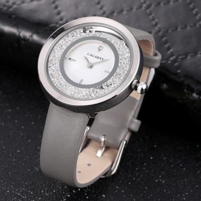 CAGARNY waterbestendig Fashion 6878 vrouwen Quartz Wrist Watch with leder Band(Grey+Silver) CAGARNY waterbestendig Fashion 6878 vrouwen Quartz Wrist Watch with leder Band(Grey+Silver)