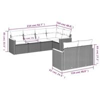 7-delige Loungeset met kussens poly rattan zwart - thumbnail