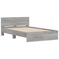 Bedframe met hoofdeinde grijs sonoma eikenkleurig 135x190 cm - thumbnail