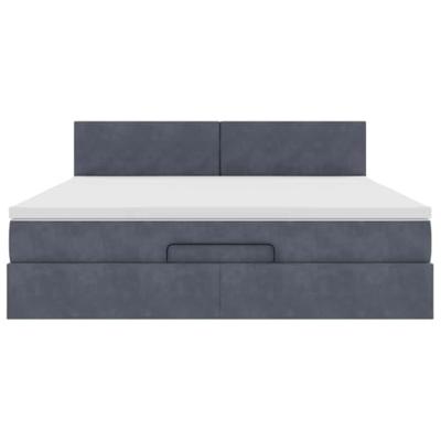 Ottoman bed met matras en LED's 160x200cm fluweel donkergrijs