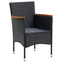 7-delige Tuinset met kussens poly rattan zwart - thumbnail