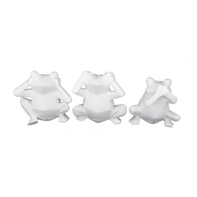 Decoratieve figuren DKD Home Decor 18,5 x 13 x 17,8 cm Wit Kikker (3 Stuks)