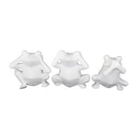 Decoratieve figuren DKD Home Decor 18,5 x 13 x 17,8 cm Wit Kikker (3 Stuks) - thumbnail