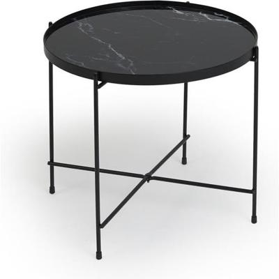 Lifa Living ronde bijzettafel - marmerlook - zwart - 38x50 cm