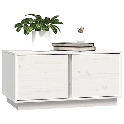 Salontafel 80x50x40 cm massief grenenhout wit