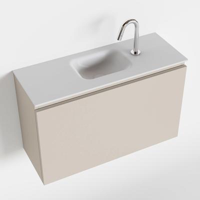 MONDIAZ OLAN 80cm toiletmeubel linen. LEX wastafel talc midden 1 kraangat