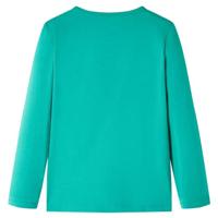 Kindershirt met lange mouwen kattenprint 92 felgroen - thumbnail