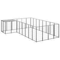 Hondenkennel 10,89 m² staal zwart - thumbnail