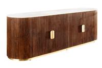 Design dressoir GATSBY 170 cm bruin goud mangohout wit marmeren blad - 43617 - thumbnail