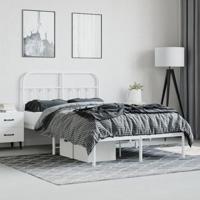 Bedframe met hoofdbord metaal wit 120x190 cm - thumbnail