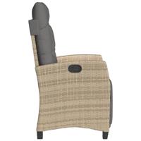 Tuinstoel verstelbaar met voetensteun poly rattan gemengd beige - thumbnail