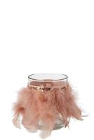 J-Line theelichthouder Veren - glas - lichtroze|transparant - large - thumbnail