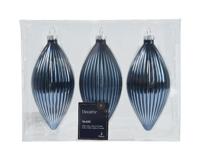 Olijf glas d6h13 cm nachtblauw 3st kerst Decoris - Decoris - thumbnail