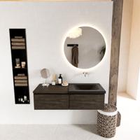 MONDIAZ BUKLA 120cm badmeubel met module 60 kleur Dark Brown met 2 lades. Wastafel CLOUD rechts 0 kraangaten kleur Urban. - thumbnail