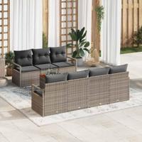 Tuinbankenset met opslag 8 pcs Grijs poly rattan - thumbnail
