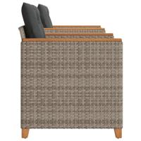 3-delige Bistroset met kussens poly rattan en acaciahout grijs - thumbnail