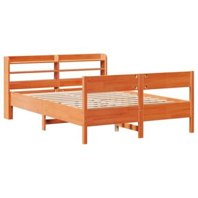 Bedframe zonder matras massief grenenhout wasbruin 120x190 cm