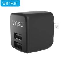 Vinsic 12W 5V 2.4A Output Dual USB muur Lader USB oplader Adapter, Voor iPhone 5/5s/5 c, iPad, Samsung Galaxy, Android nl USB-apparaten - thumbnail