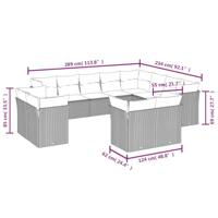 12-delige Loungeset met kussens poly rattan zwart - thumbnail