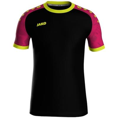 JAKO 4224 Shirt Iconic Km - Zwart/Pink/Fluogeel - XXL