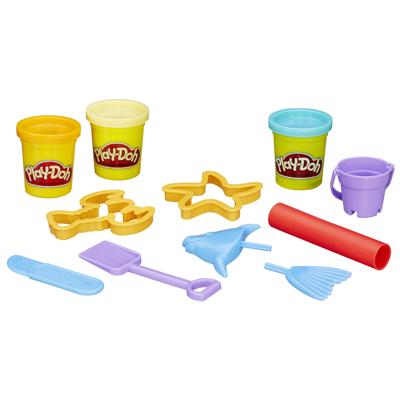 Otto Simon Play-doh dough emmertje met 3 potjes klei en strand vormen - thumbnail