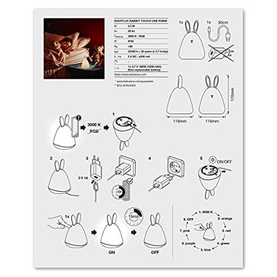 LEDVANCE NIGHTLUX TOUCH Rabbit 4058075602113 LED-nachtlamp LED RGBW Wit