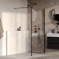 BRAUER Oblivion inloopdouche helder glas 100x200 met zijwand 30 incl. glascoating mat zwart - thumbnail