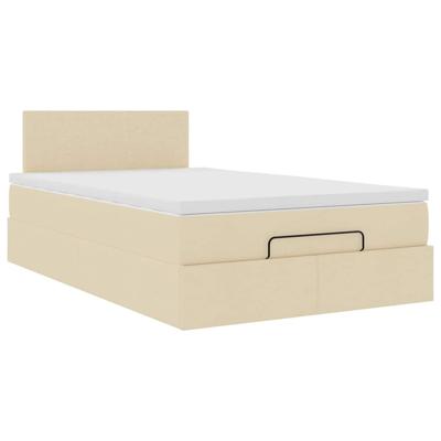 Ottoman bed met matras 120x200cm stof crèmekleurig