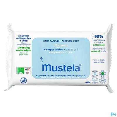 Mustela Reinigende Doekjes Water Zonder Parfum 60 Stuks