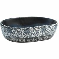 VidaXL Opzetwasbak ovaal 47x33x13 cm keramiek zwart en blauw - thumbnail