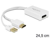Delock 62496 DisplayPort / HDMI / USB Adapter [1x HDMI-bus - 1x DisplayPort stekker, USB-A-stekker] Wit 0.25 m - thumbnail