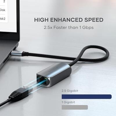 Satechi USB-C Ethernet adapter (2.5 Gb) - Space Grey Satechi USB-C Ethernet adapter (2.5 Gb) - Space Grey