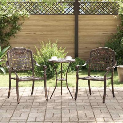 Tuinstoel 2 pcs Brons 55 x 56,5 x 91cm Aluminium