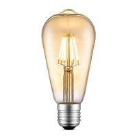 Edison Vintage LED filament lichtbron Drop - Amber - ST64 Deco - Retro LED lamp - 6.4/6.4/14cm - geschikt voor E27 fitting - Dimbaar - 6W 660lm 2700K - warm wit licht - thumbnail